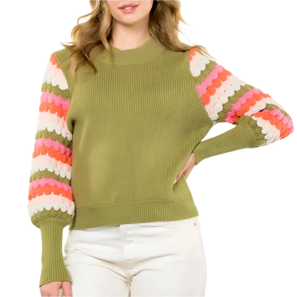 Knitted Bishop Sleeve Sweater