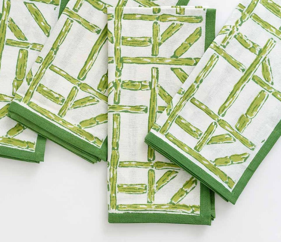 Pomegranate Green Bamboo Napkin Set (4)