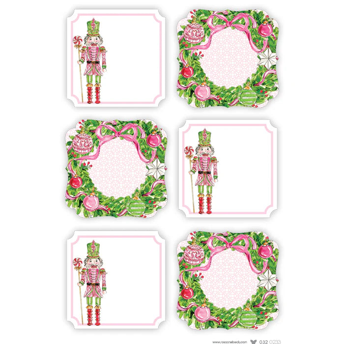 Die Cut Sticker Sheets - Pink Peppermint Nutcracker and Wreath