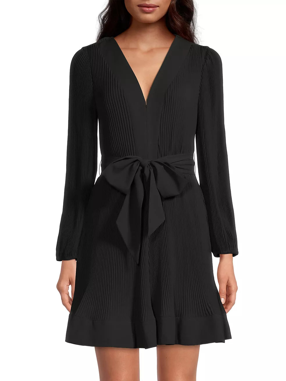 Milly Liv Solid Pleat Dress - Black