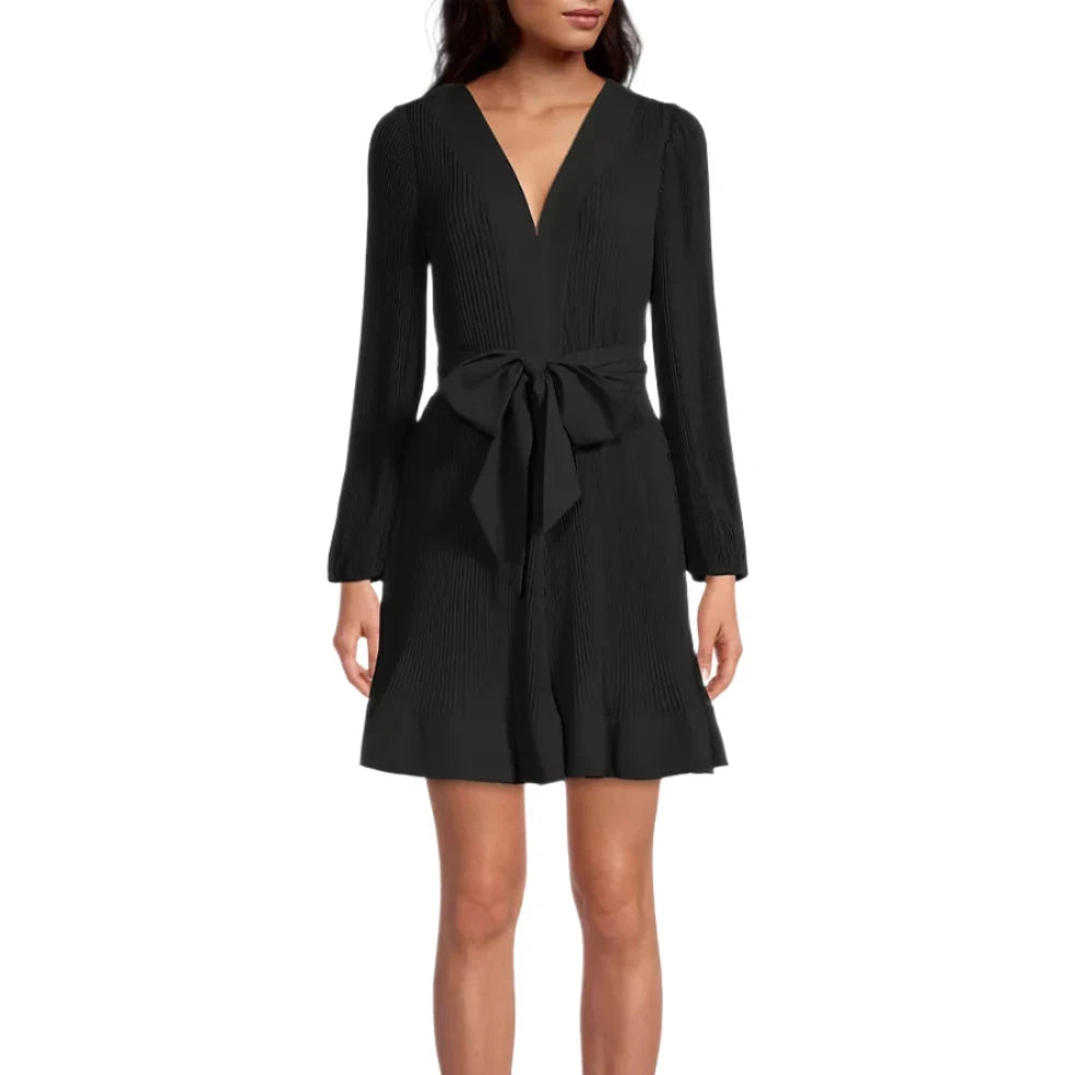 Milly Liv Solid Pleat Dress - Black