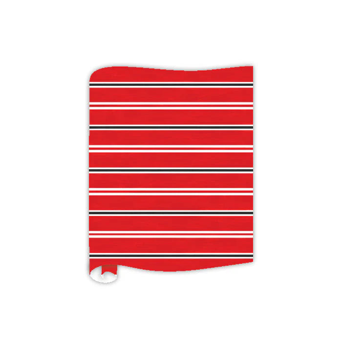 Handpainted Table Runner - Red, White and Black Stripe