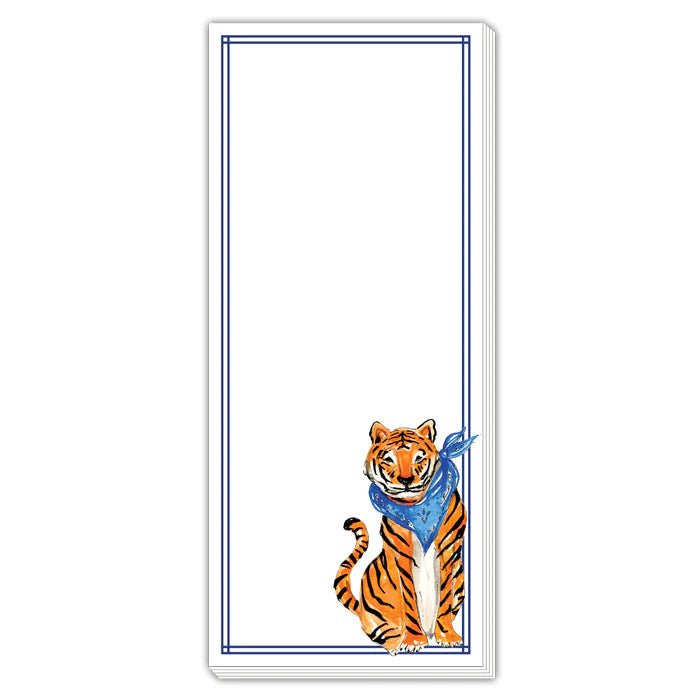 Skinny Notepad Handpainted Tiger with Blue Bandana