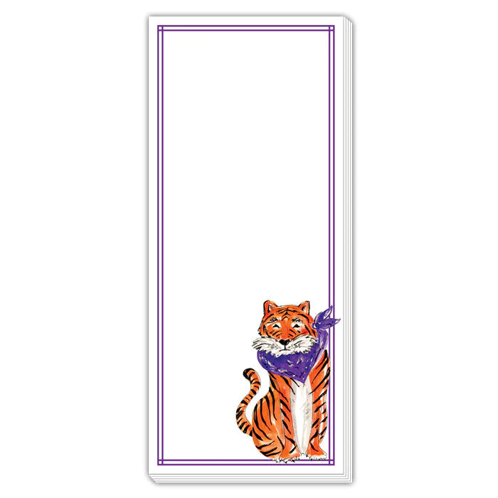 Skinny Notepad Handpainted Tiger with Purple Bandana