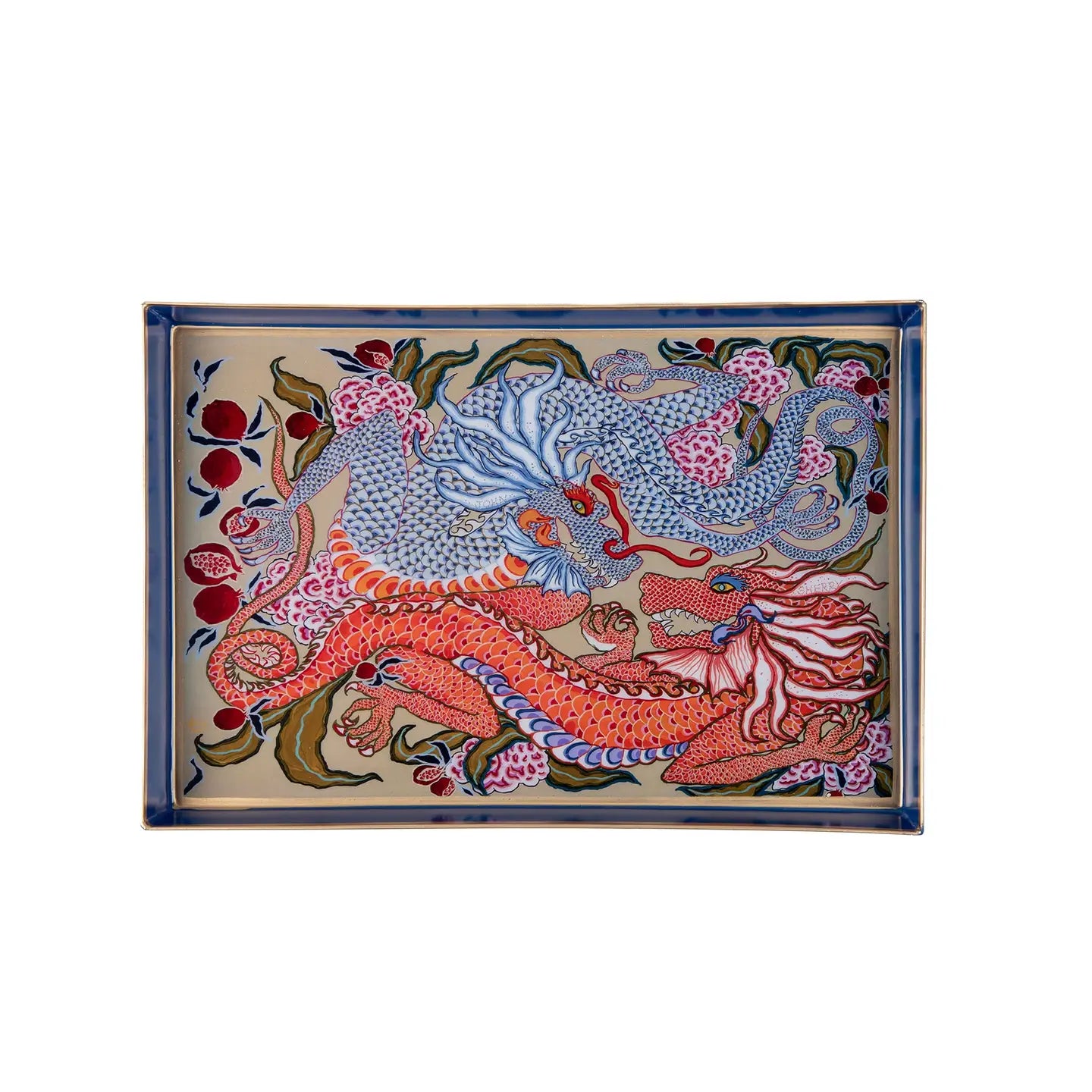 Dragon Enameled Oliver Tray