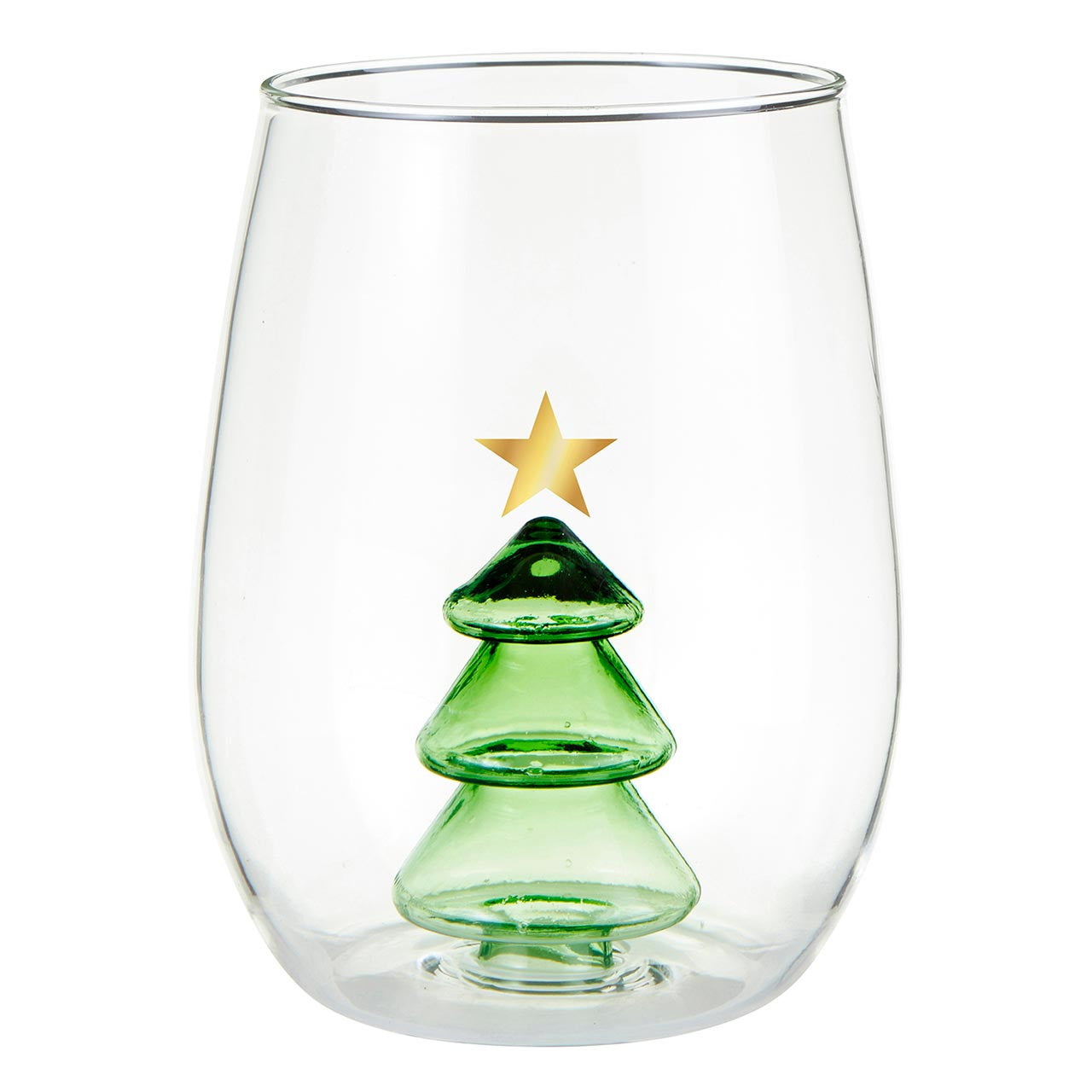 Stemless Glass with Tree Figurine