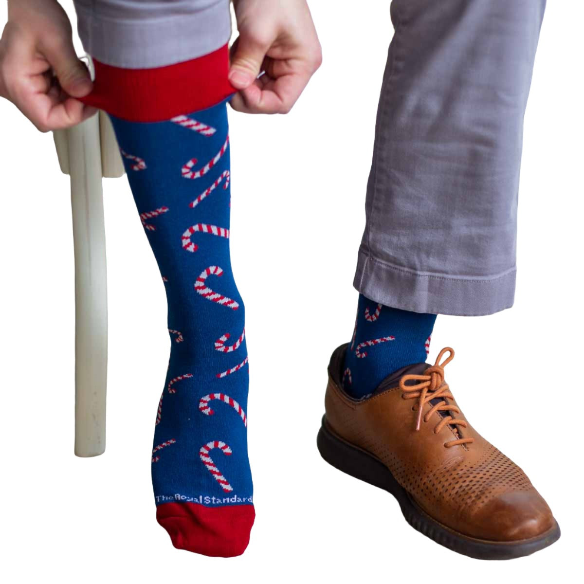 Men's Candy Cane Lane Socks Navy/Red - One Size