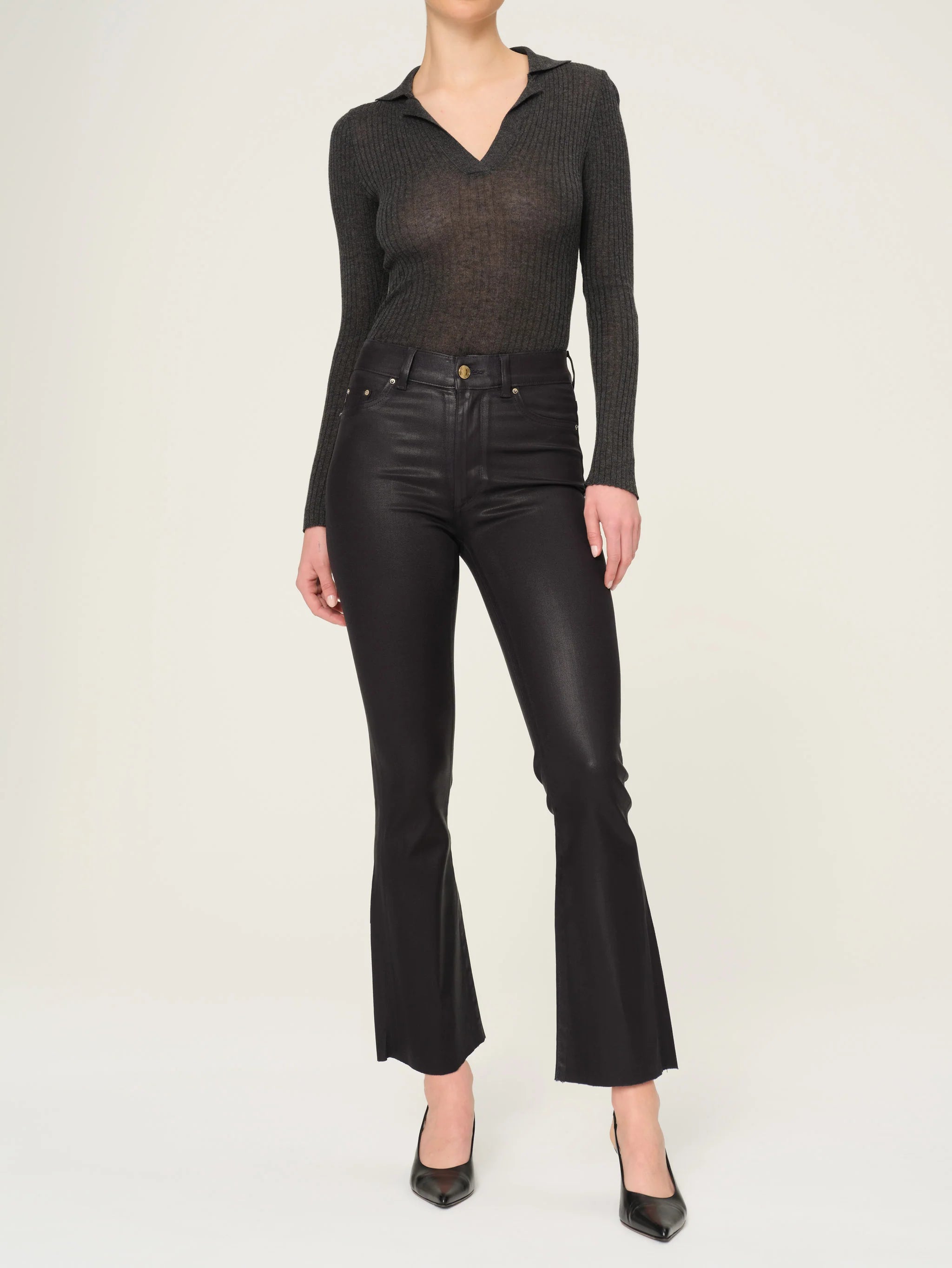 DL1961 Bridget Boot Crop Flare Jeans - Glazed Blueberry