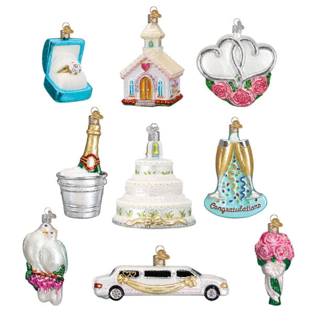 Just Married Ornaments Collection - (nine pieces)