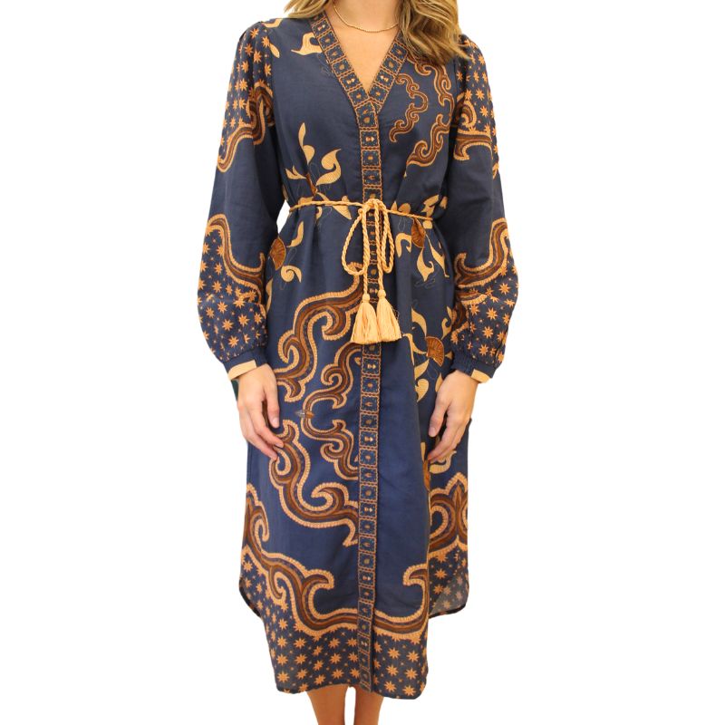 Anna Cate Sophie Dress - Navy/Camel