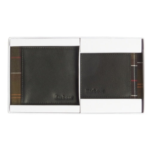 Barbour Leather Tartan Wallet Card Holder Gift Set