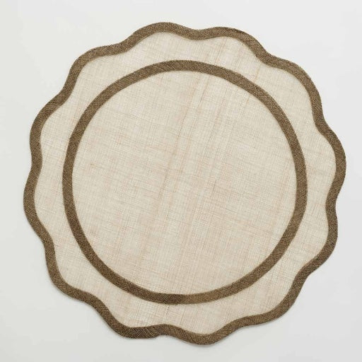 Pomegranate Brown Scalloped Rice Paper Placemat Set of 4