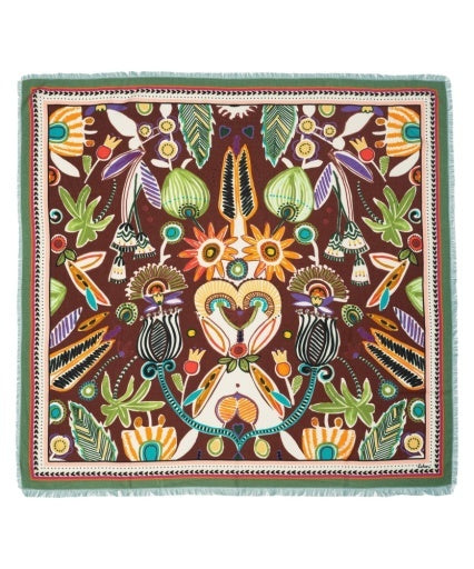 Folk Floral Oversized Square Scarf