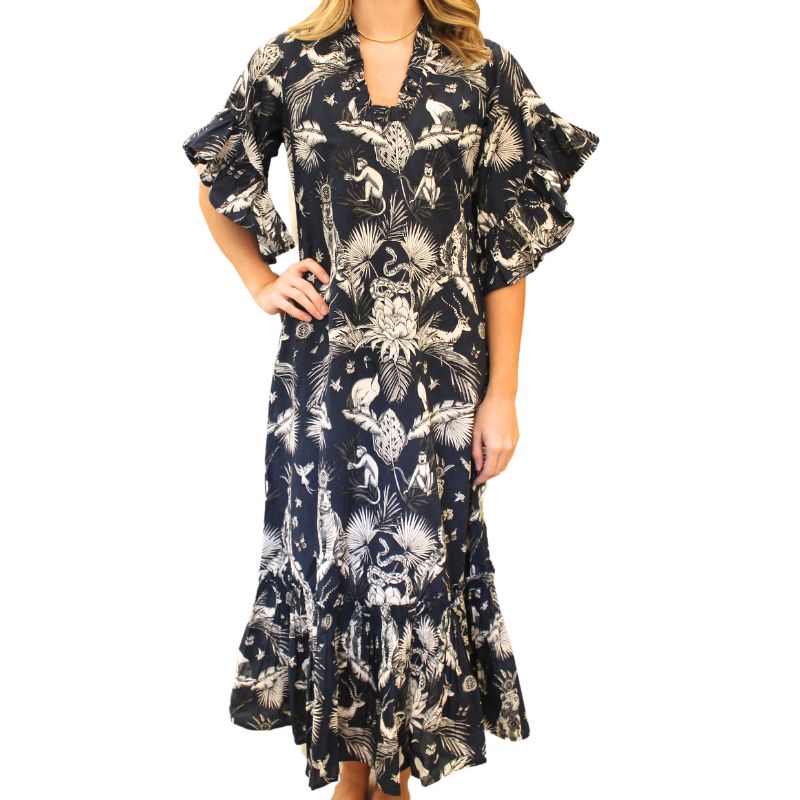 Fitzroy & Willa Soleil Maxi Dress-Navy Royal Tiger