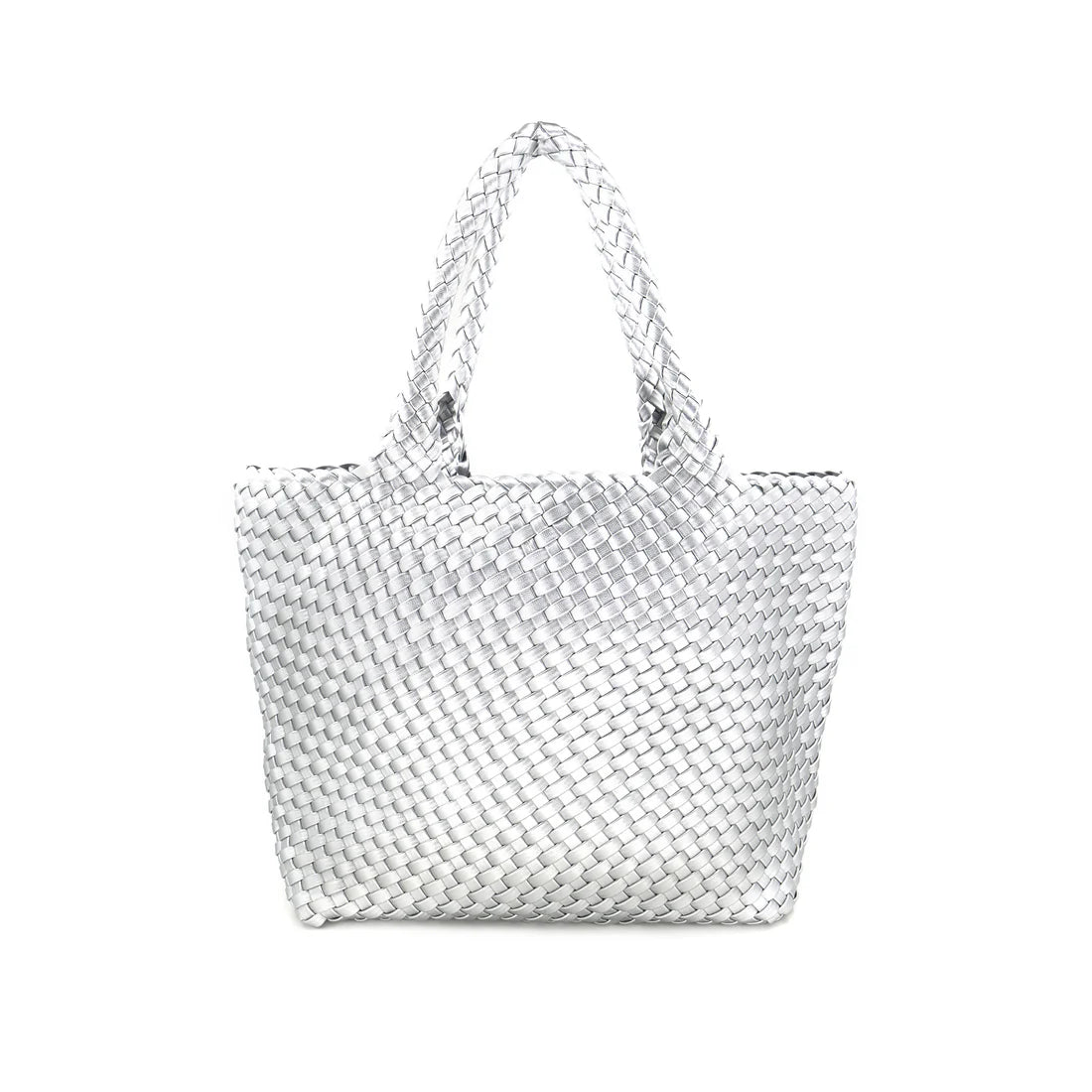 Vegan Leather Woven Tote - (multiple colors)