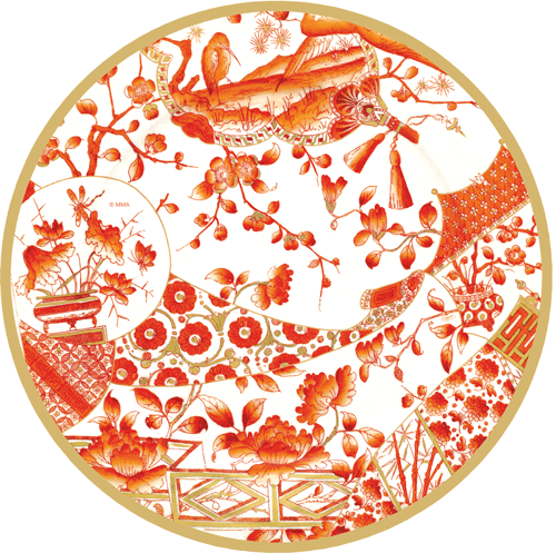 Caspari Placemat Die Cut Single Golded Porcelain Coral