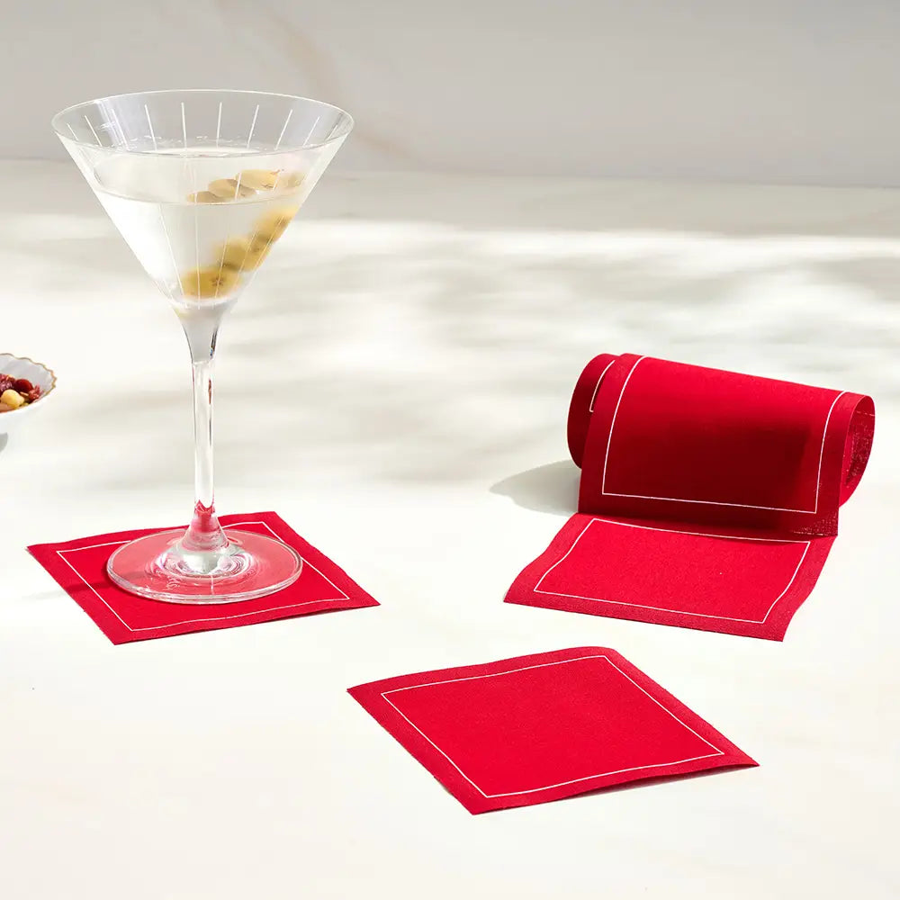 Solid Red Cocktail Napkin Roll