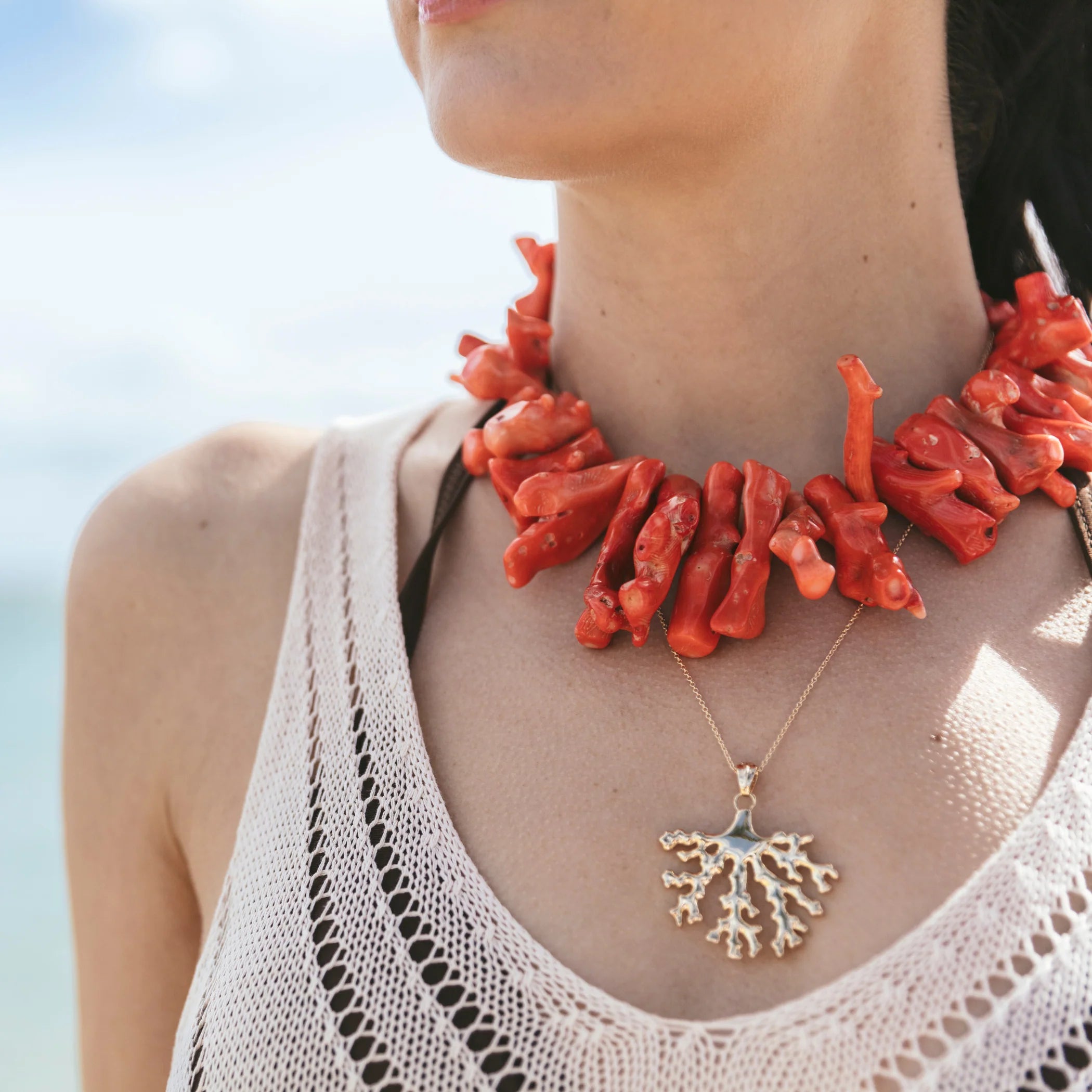 Jane Win STRONG Coral Pendant