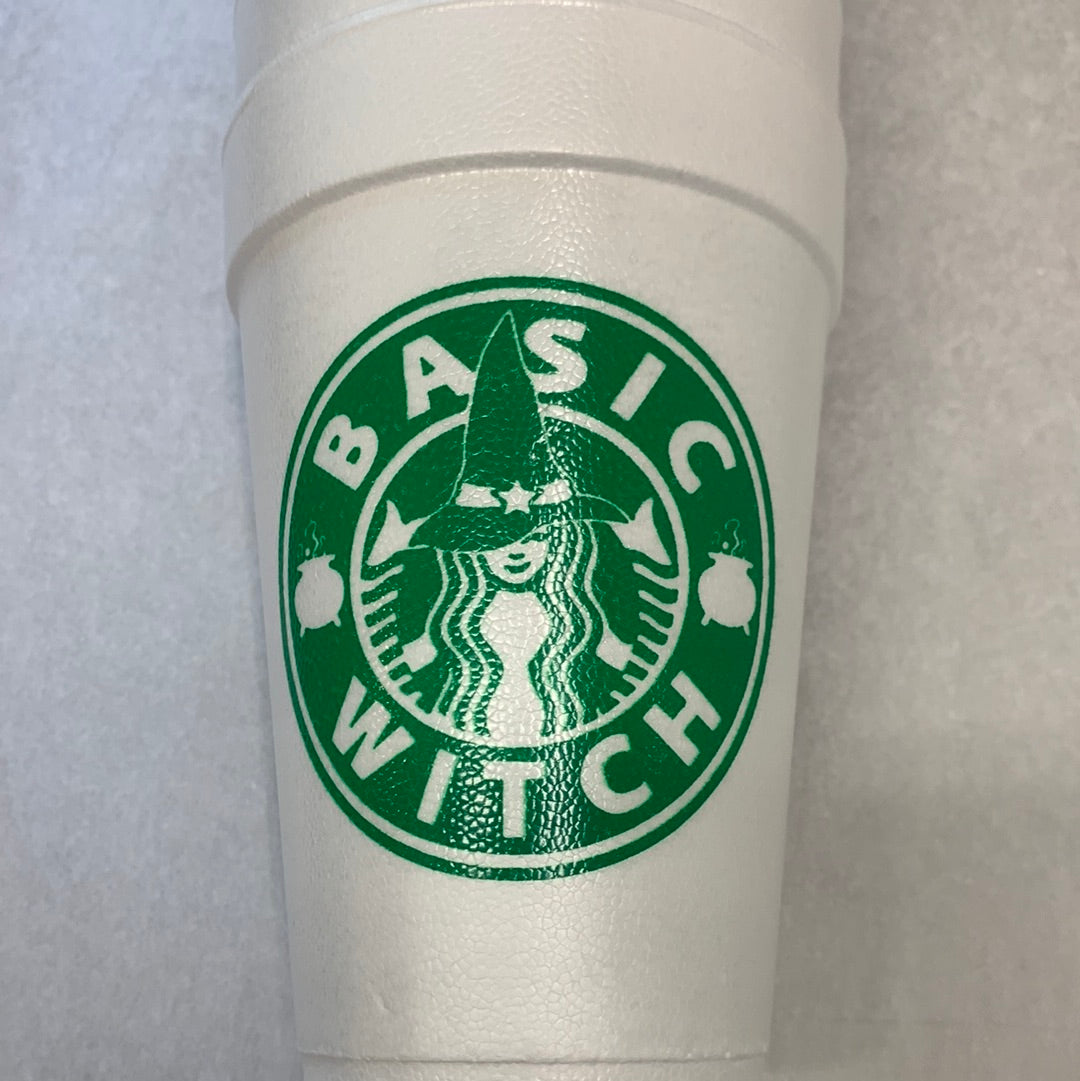 Basic Witch Styrofoam Cups - Green