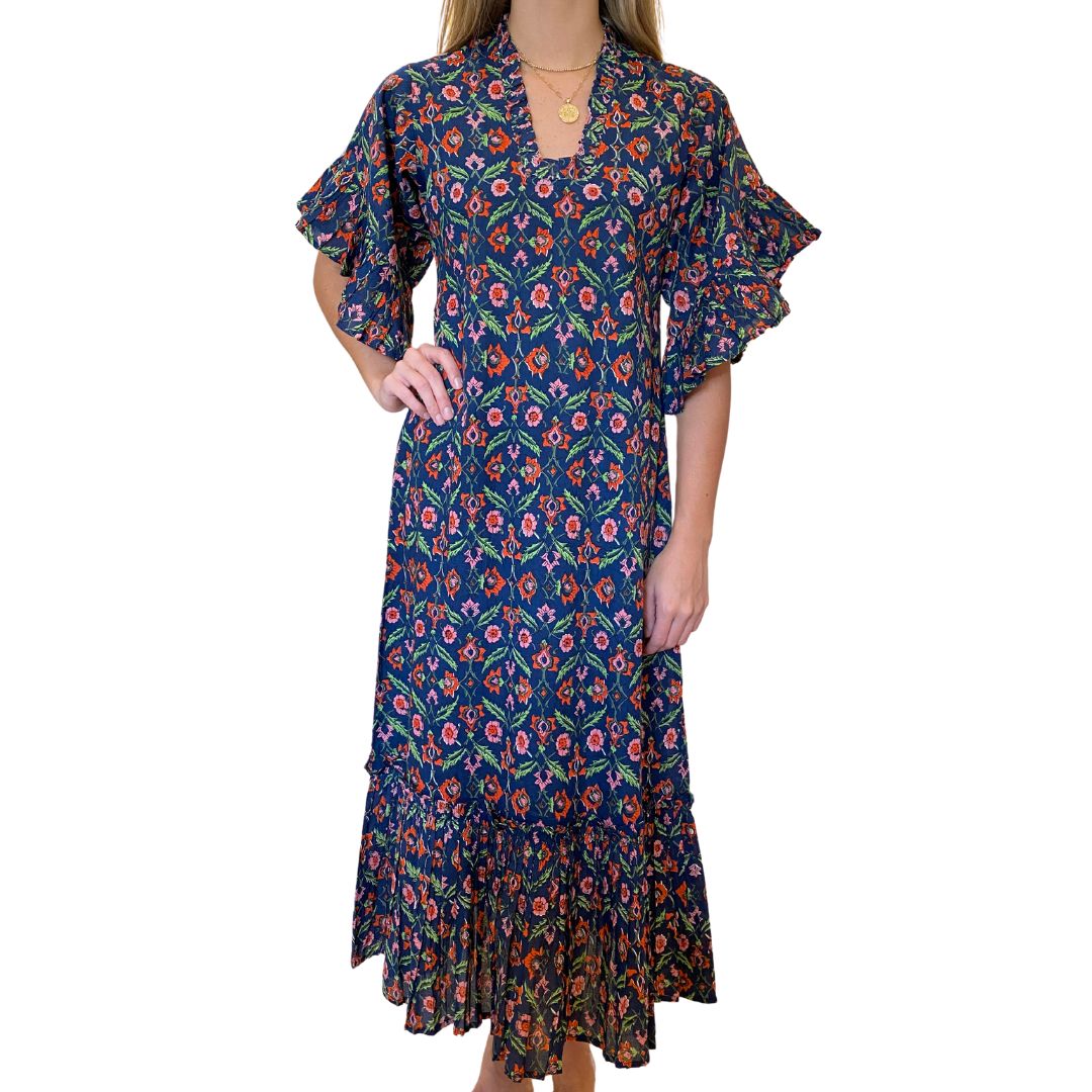 Fitzroy & Willa Soleil Dress - Navy Vines