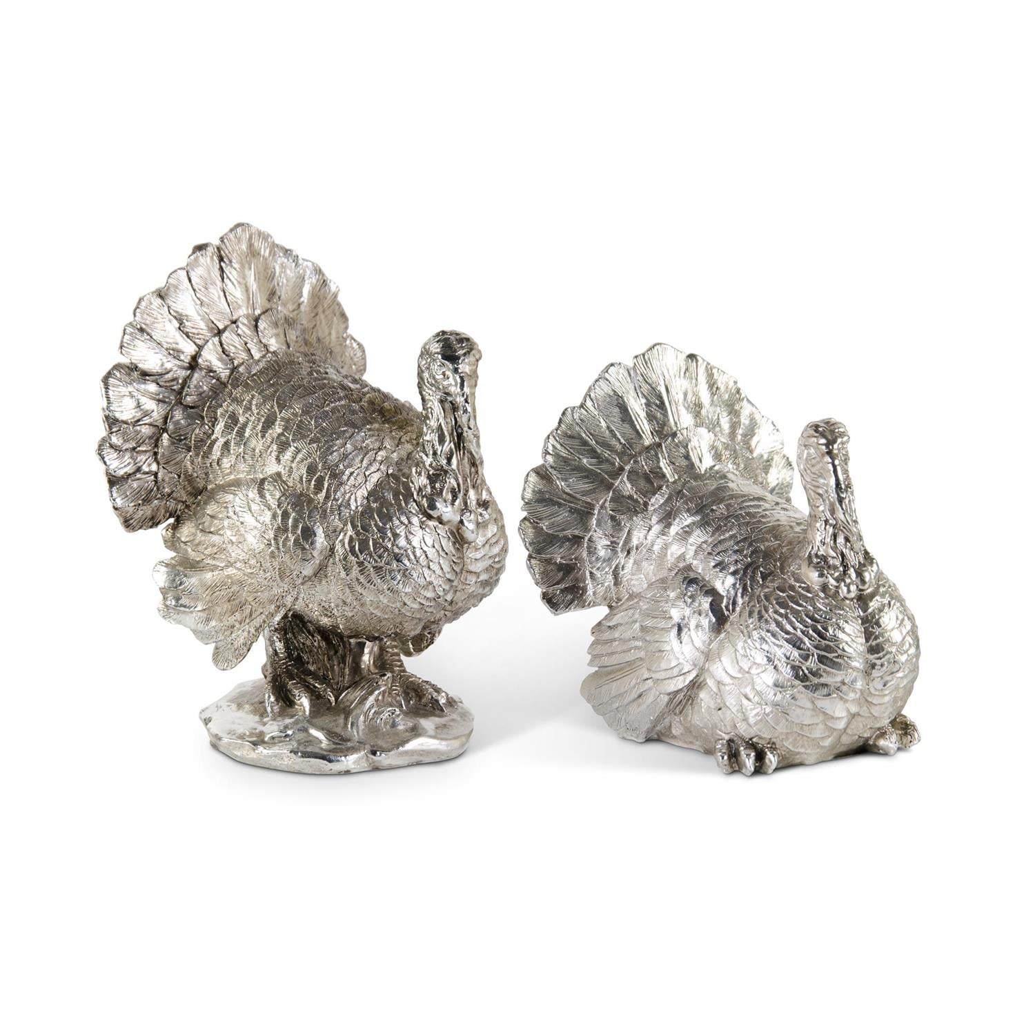 Silver-Plated Turkeys Set of Two