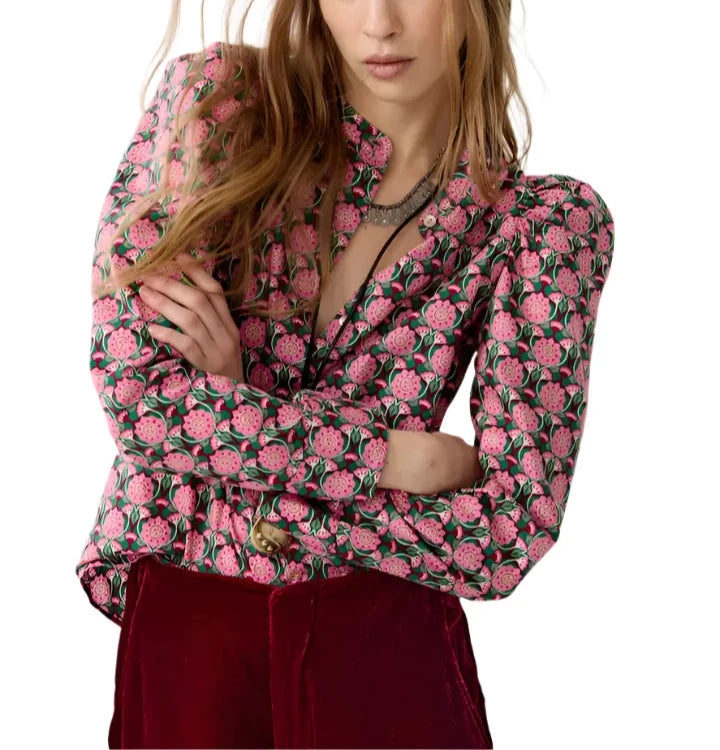 Lanhtropy Lilium Poplin Shirt - Pink Poppy Flowers