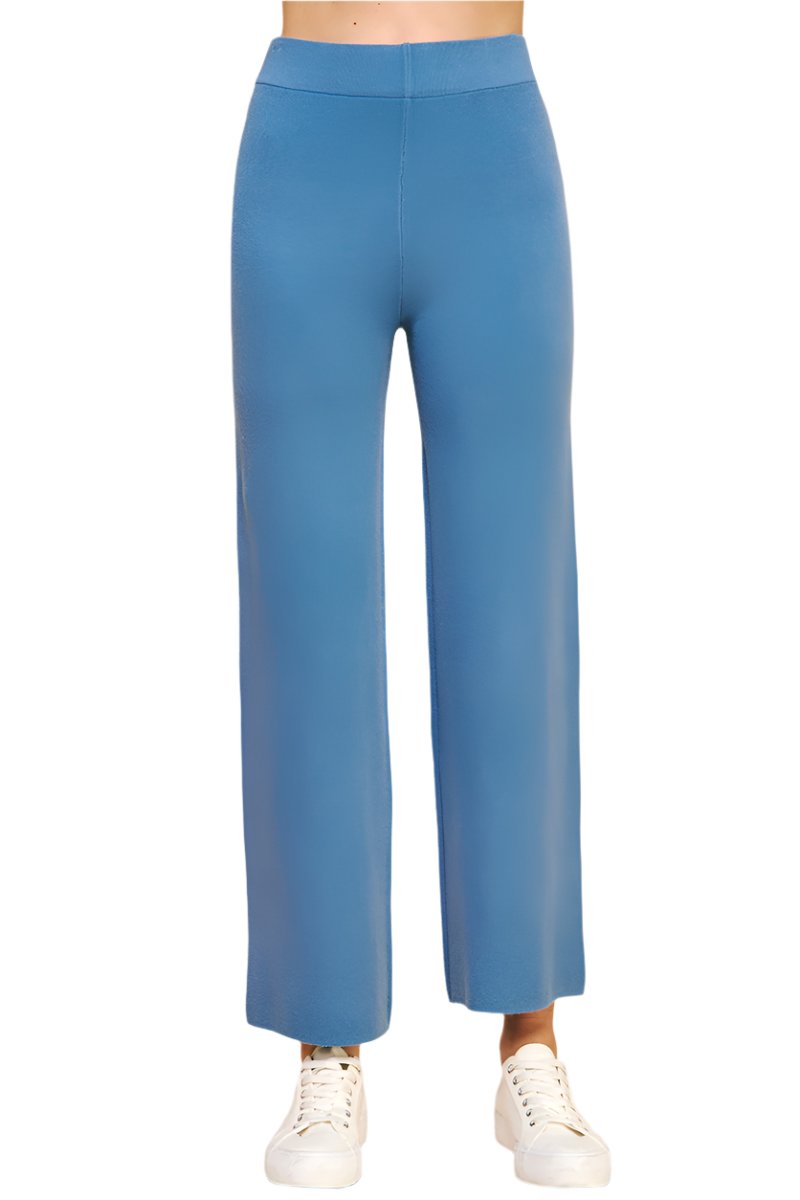 Straight Leg Sweater Pants - Dusty Blue