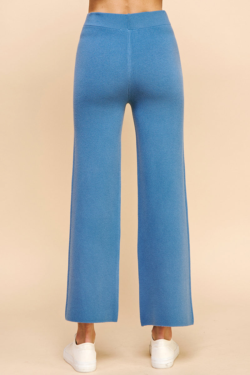 Straight Leg Sweater Pants - Dusty Blue