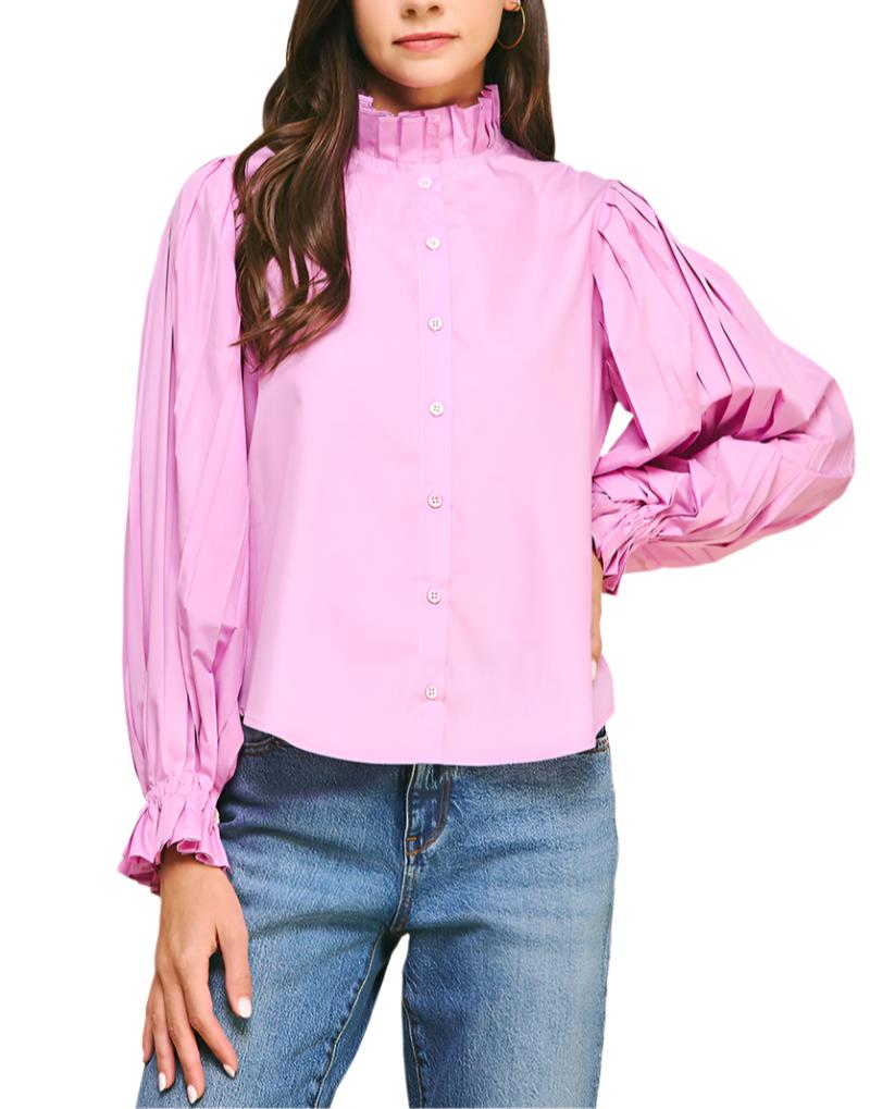 Collared Button Down Shirt - Pink