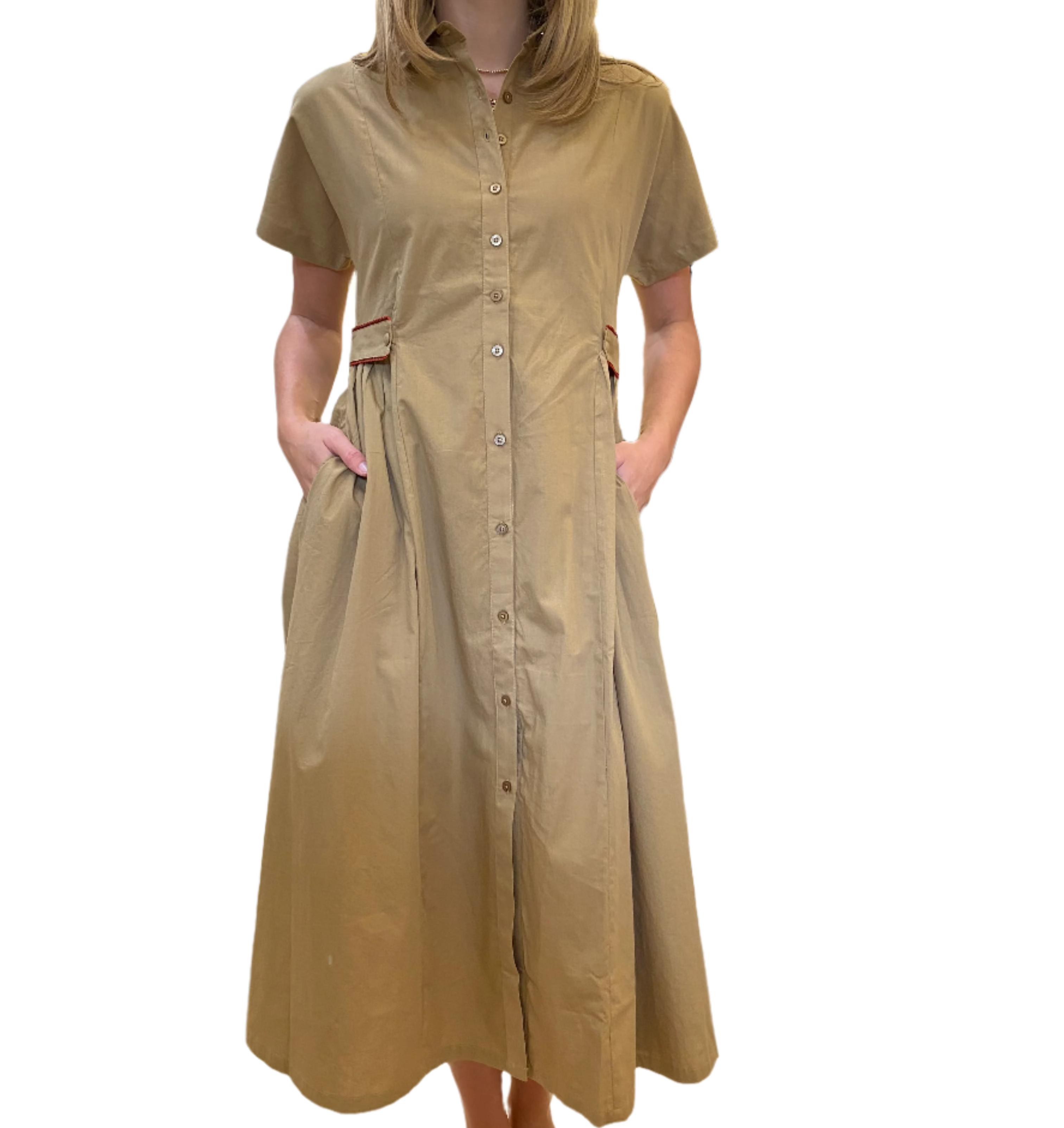 The Kiki Dress Cotton Poplin - Khaki