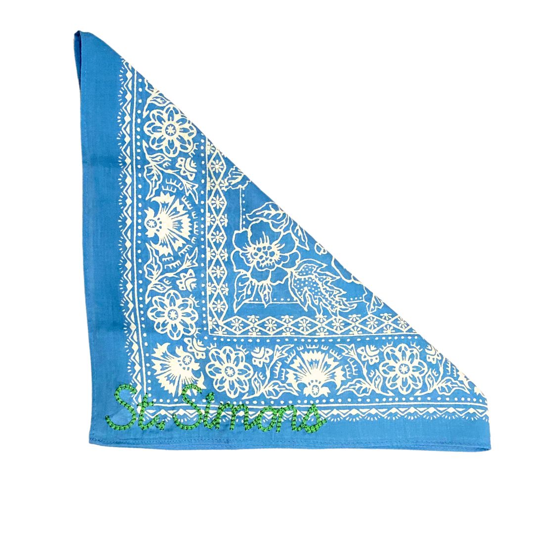 Blue Bandana - St. Simons Green Stitching