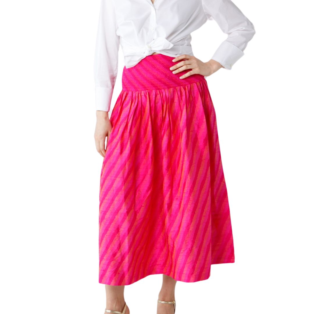 Holly Shae Betsy Skirt - Bright Pink Stripe