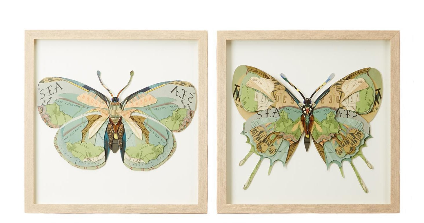 Butterfly Collage Art - Set of Two