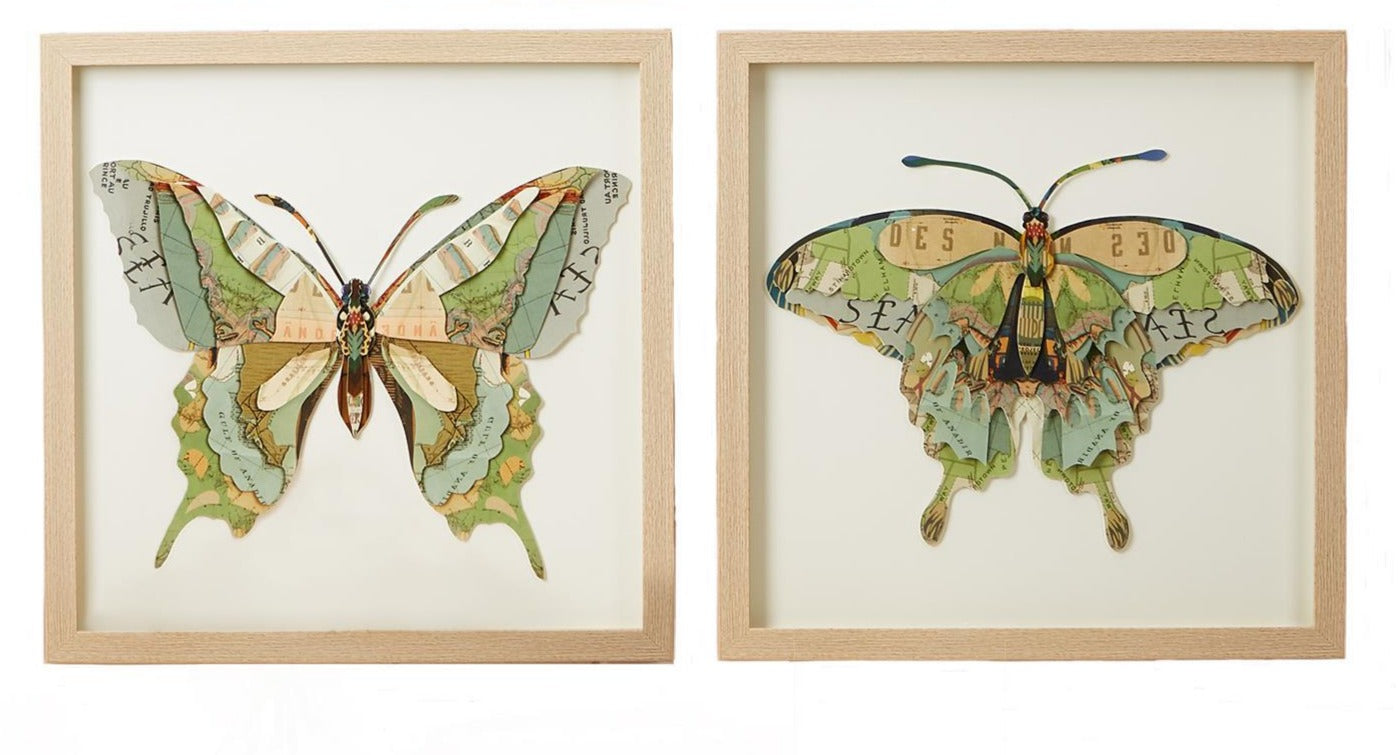 Butterfly Collage Art - Set of Two