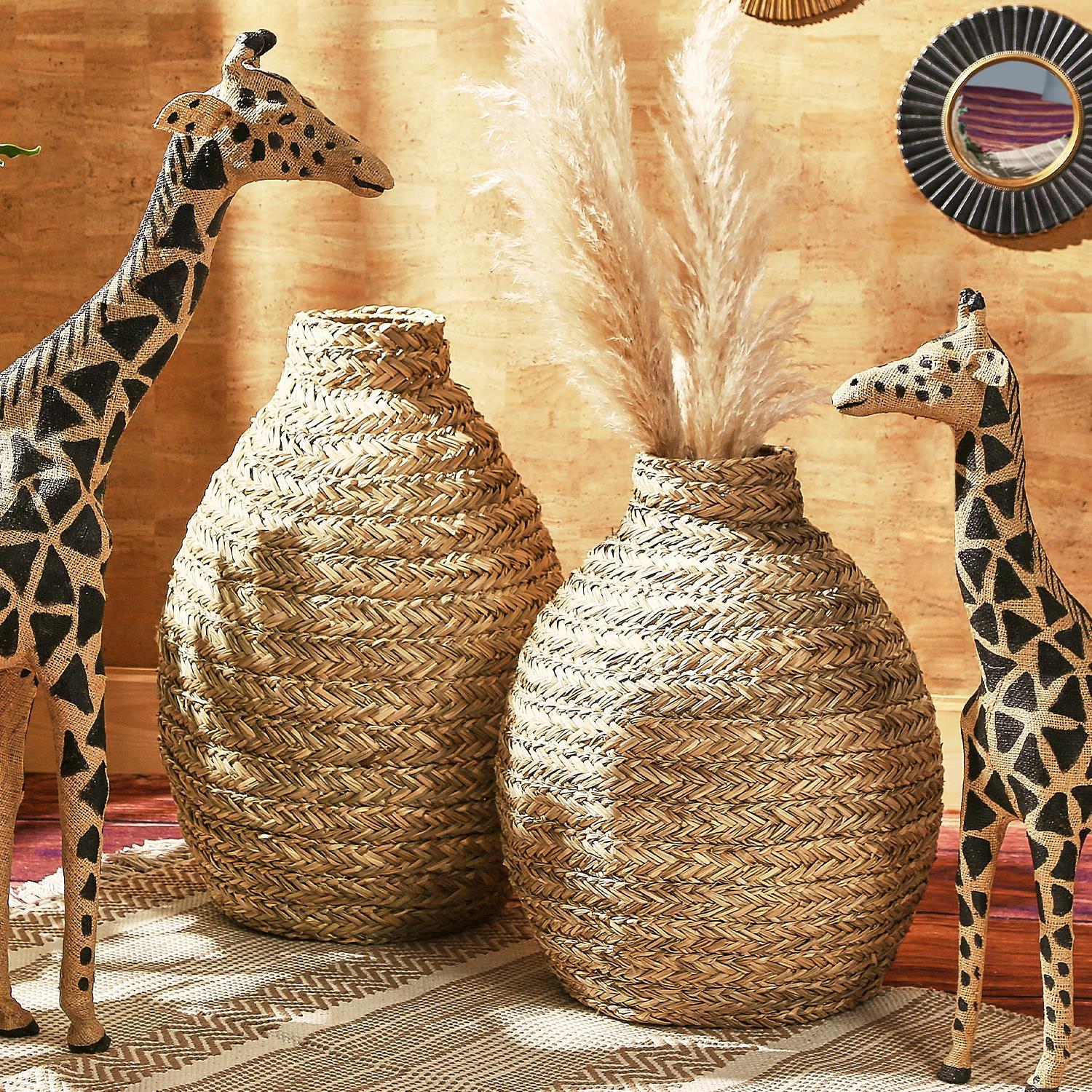 Basket Weave Bottle Shaped Vases - (two sizes)