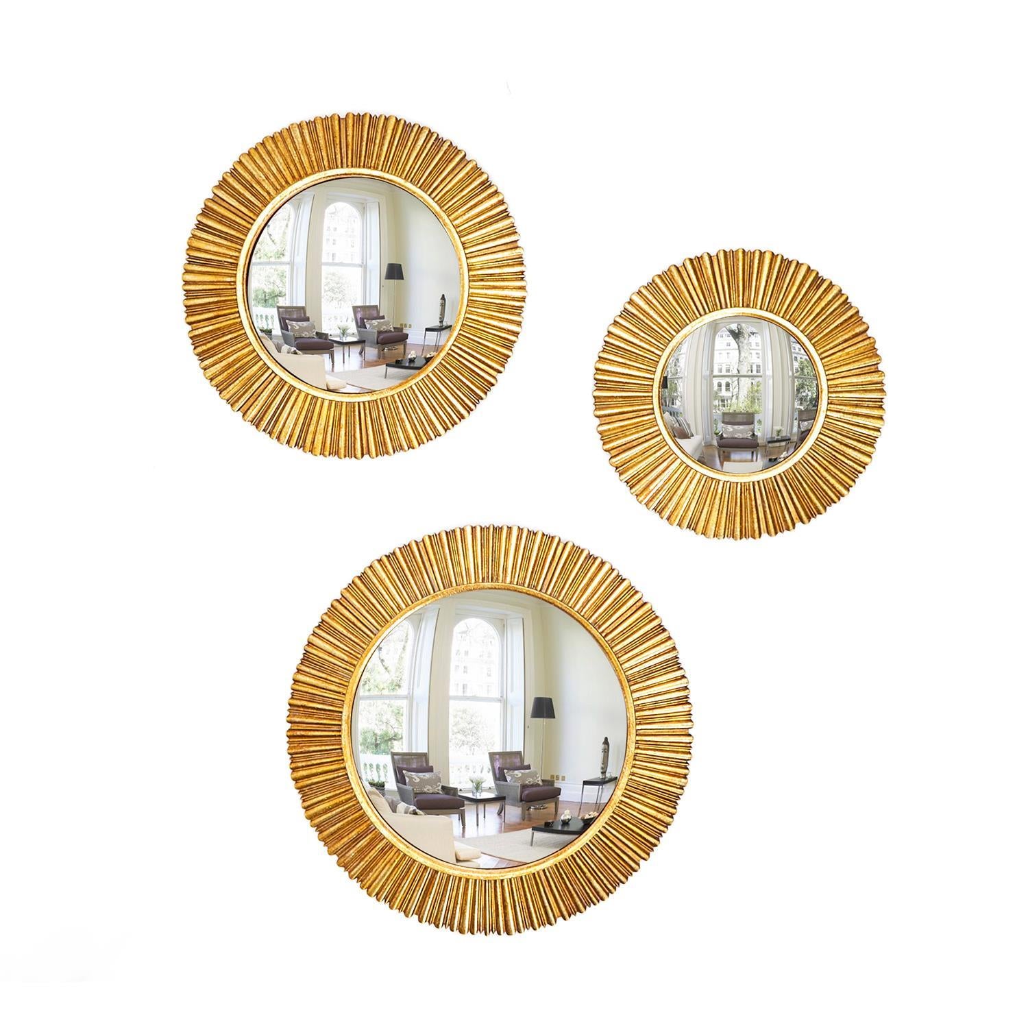 Gold Leaf Convex Wall Mirrors - (set of seven)