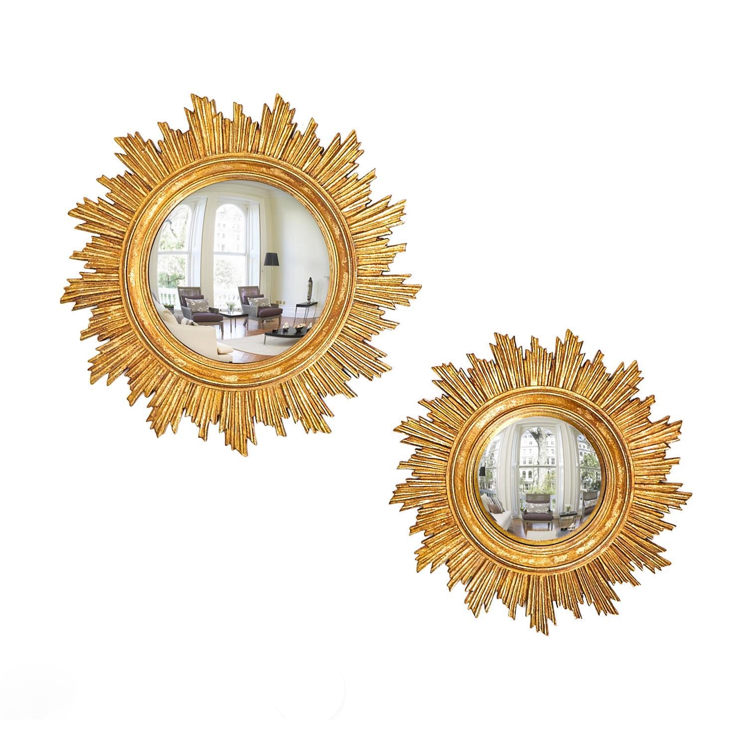 Gold Leaf Convex Wall Mirrors - (set of seven)