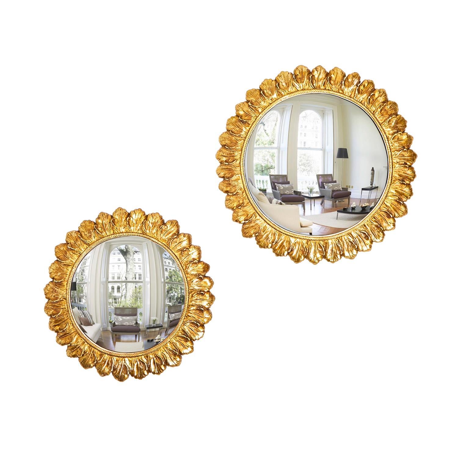 Gold Leaf Convex Wall Mirrors - (set of seven)