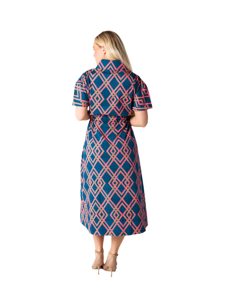 Holly Shae Bria Dress - Navy & Hot Pink Lattice