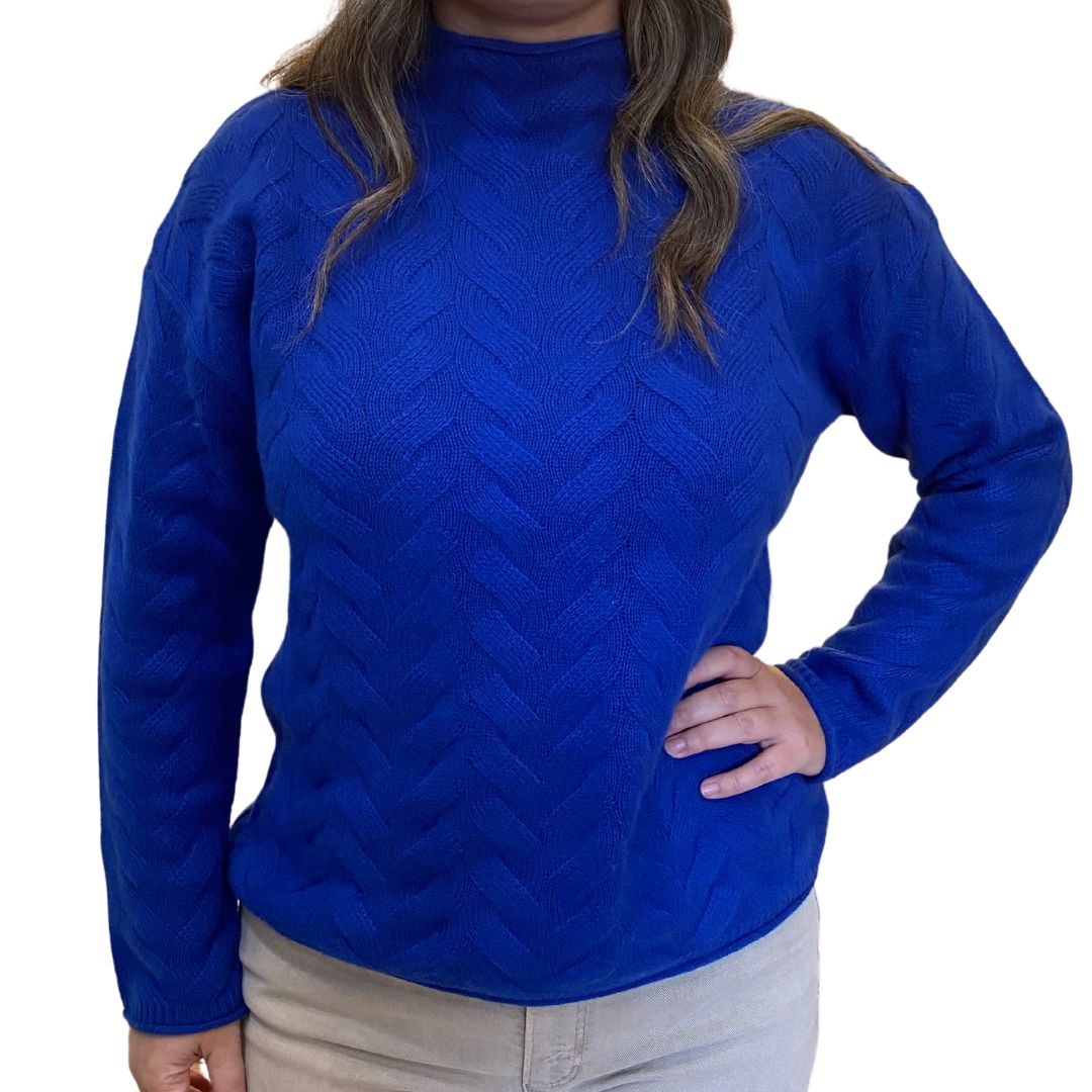 Tyler Boe Cashmere Basketweave Sweater - Sapphire