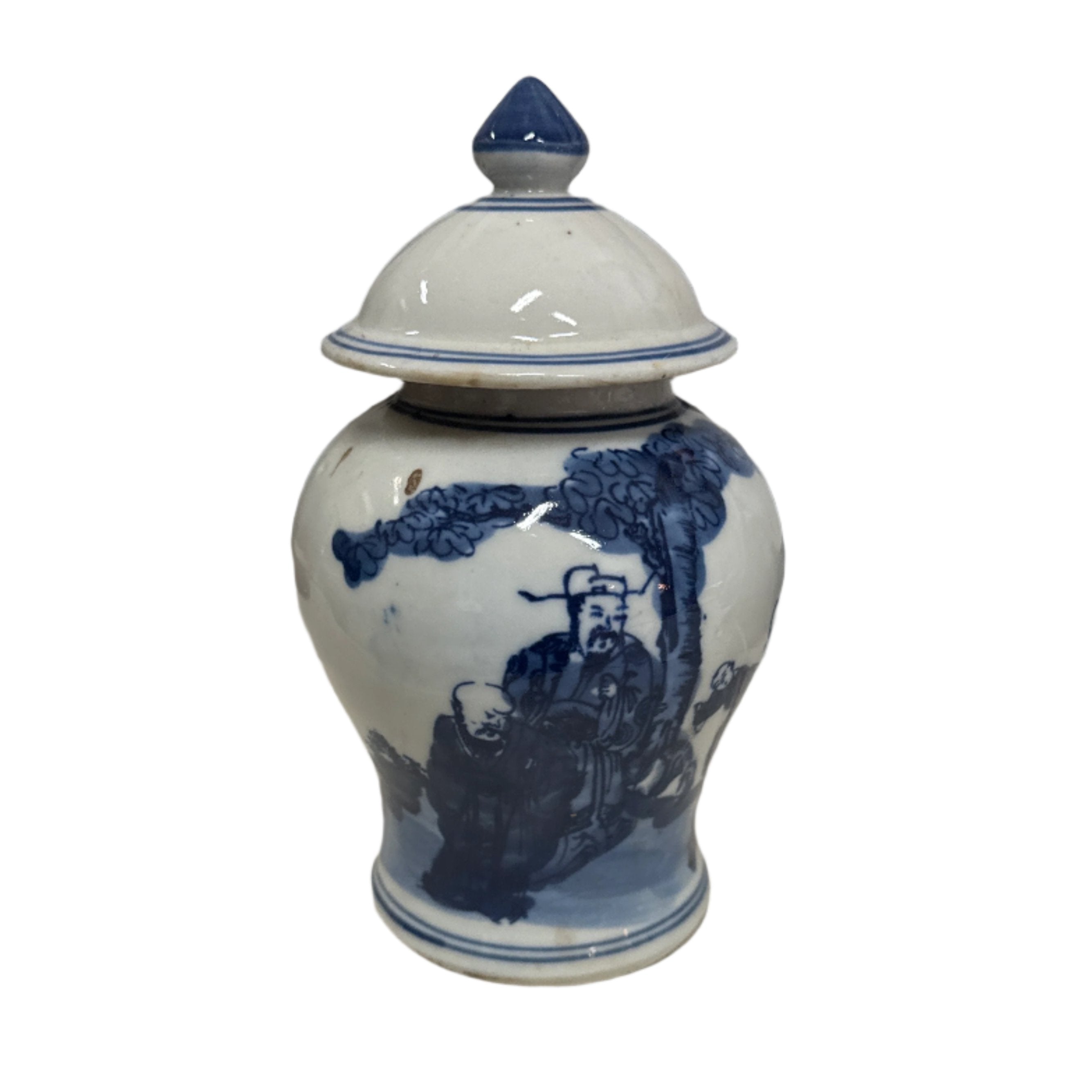 Blue and White Lidded Jar - Foo Luk Sau