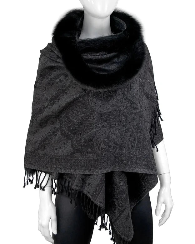 Fox Trimmed Beaded Wrap - 2 colors