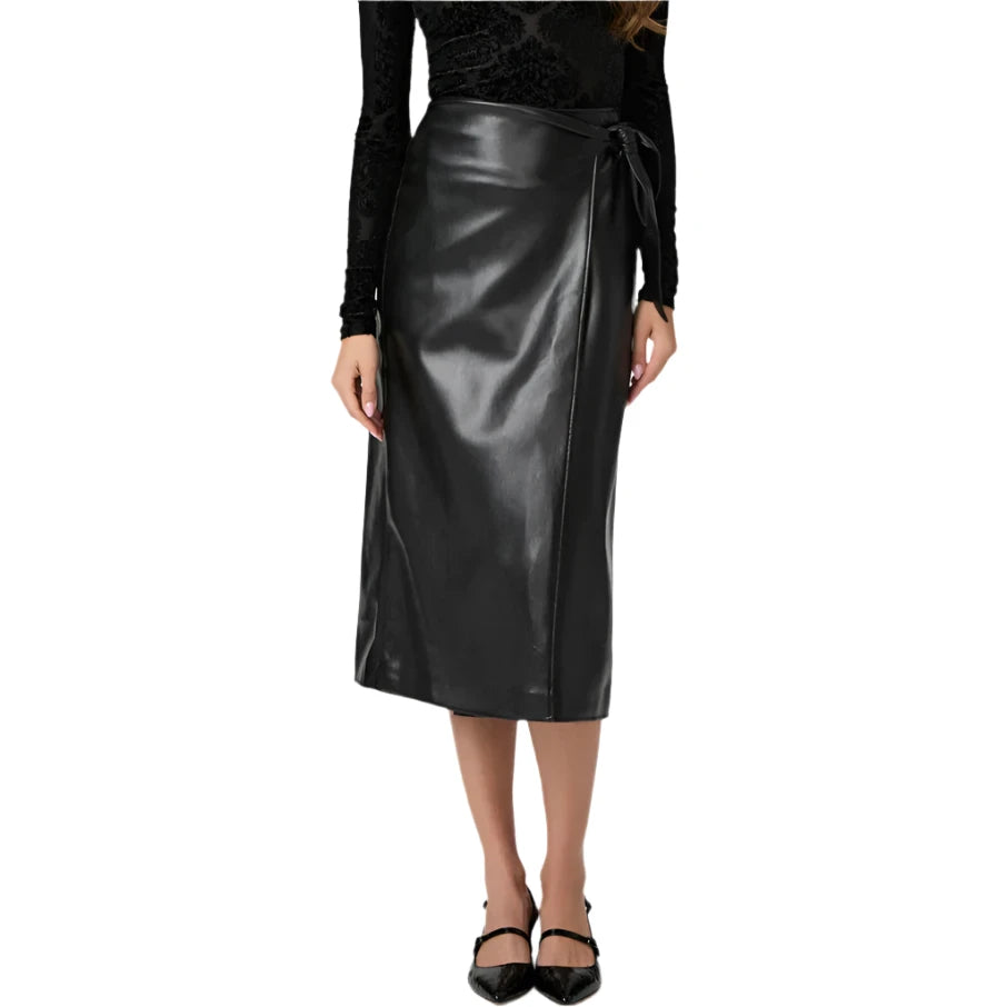 Paige Faux Leather Wrap Skirt