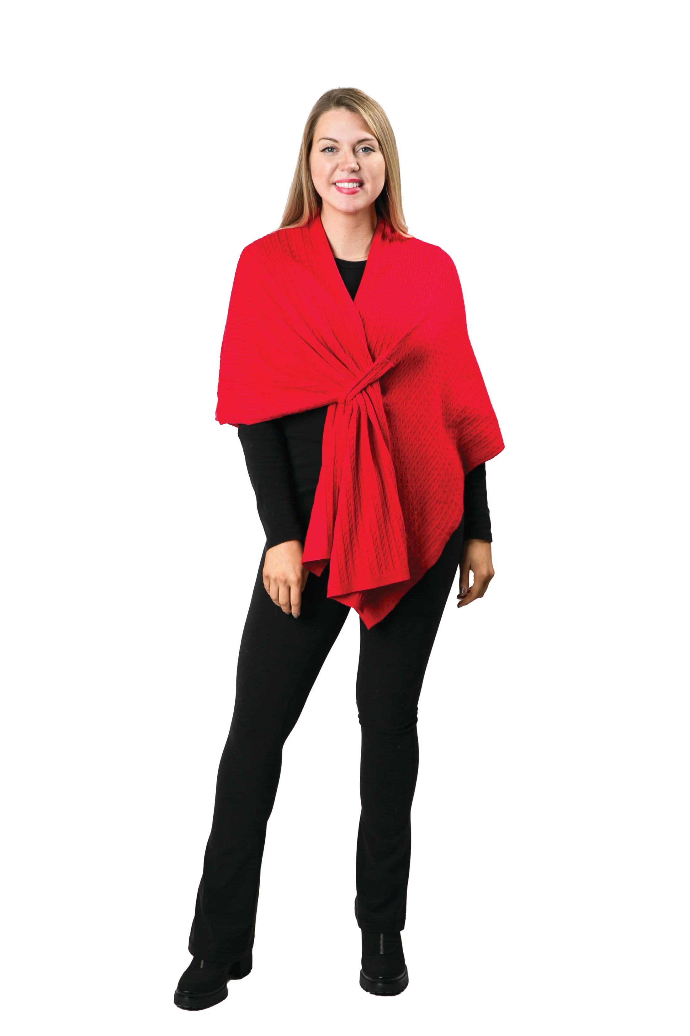 Keyhole Wrap with Cable Knit Detailing - 4 Colors