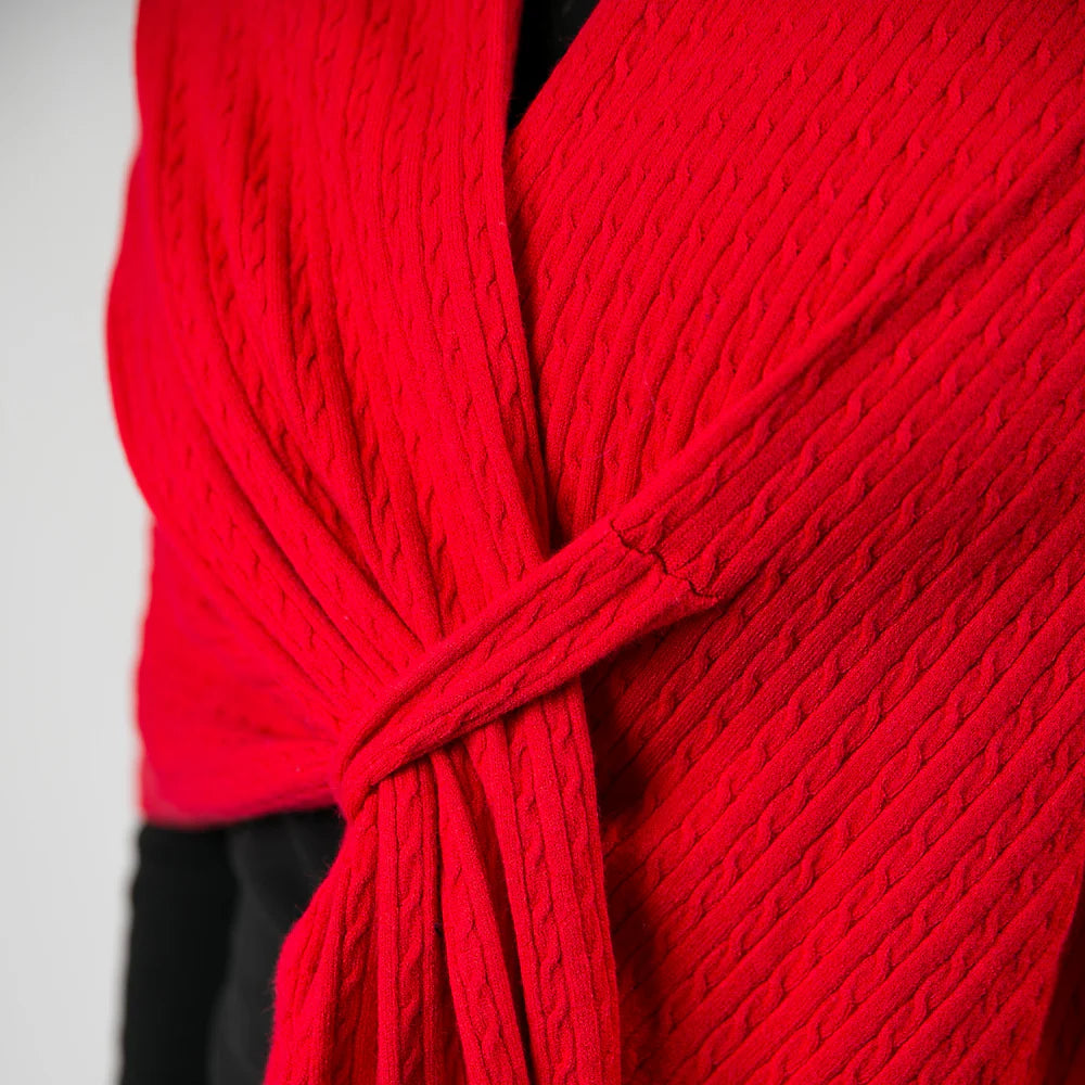 Keyhole Wrap with Cable Knit Detailing - 4 Colors