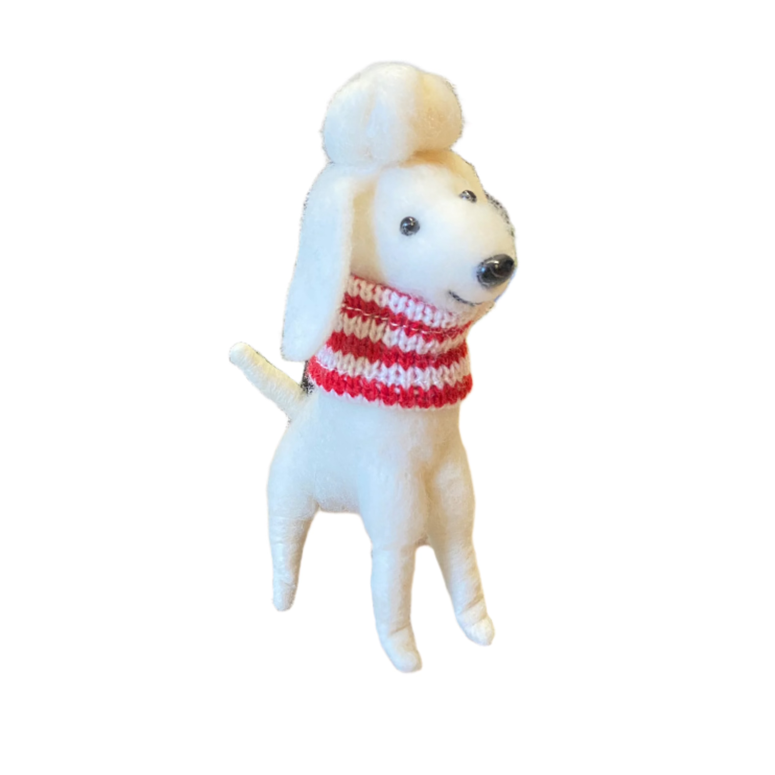 Christmas Pup with Red Stripe Sweater 4"