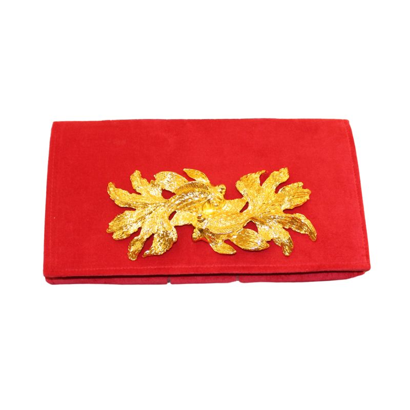 Red Velvet Clutch with Koi