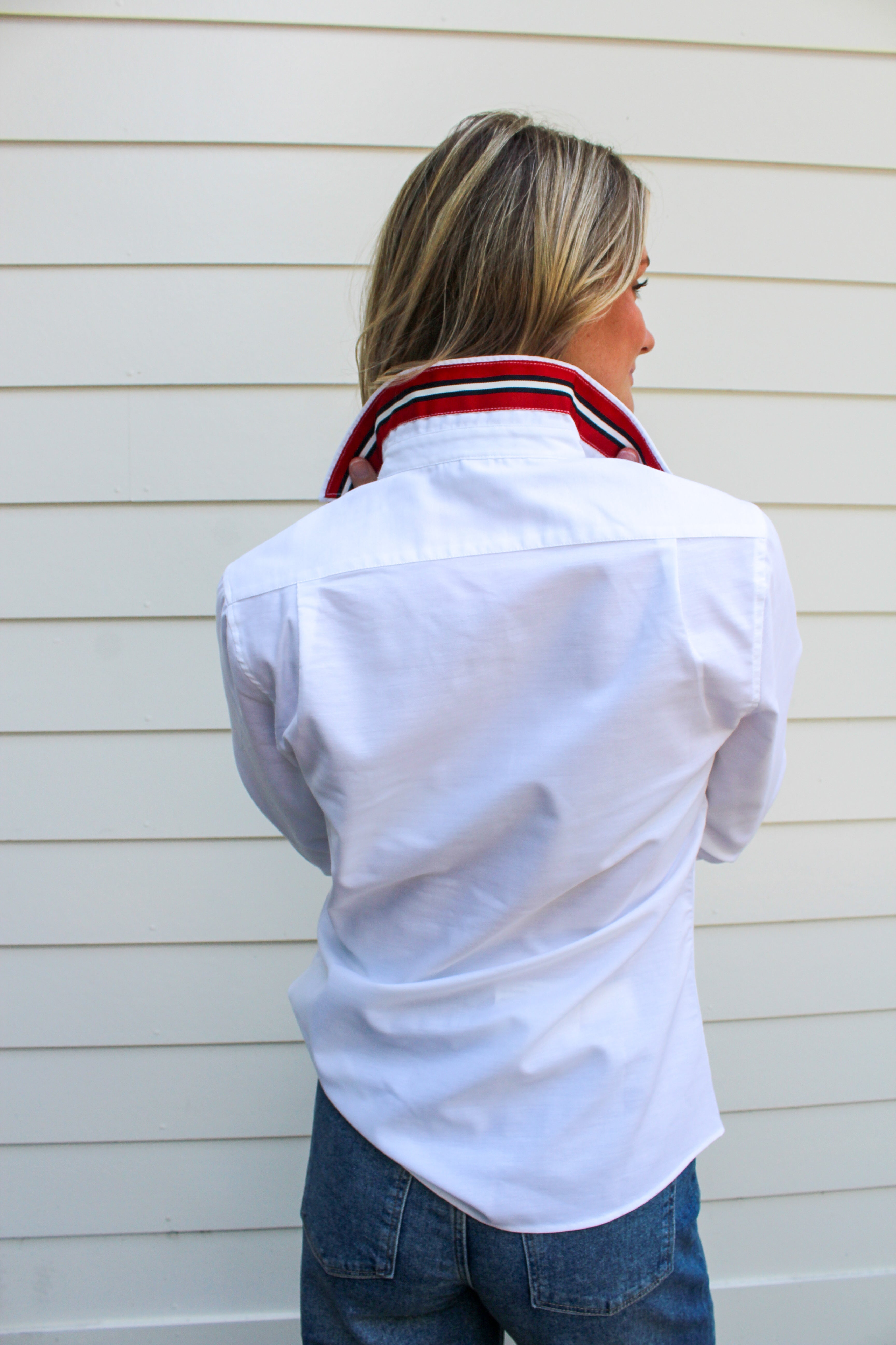 Casie Oxford White Button Down Top