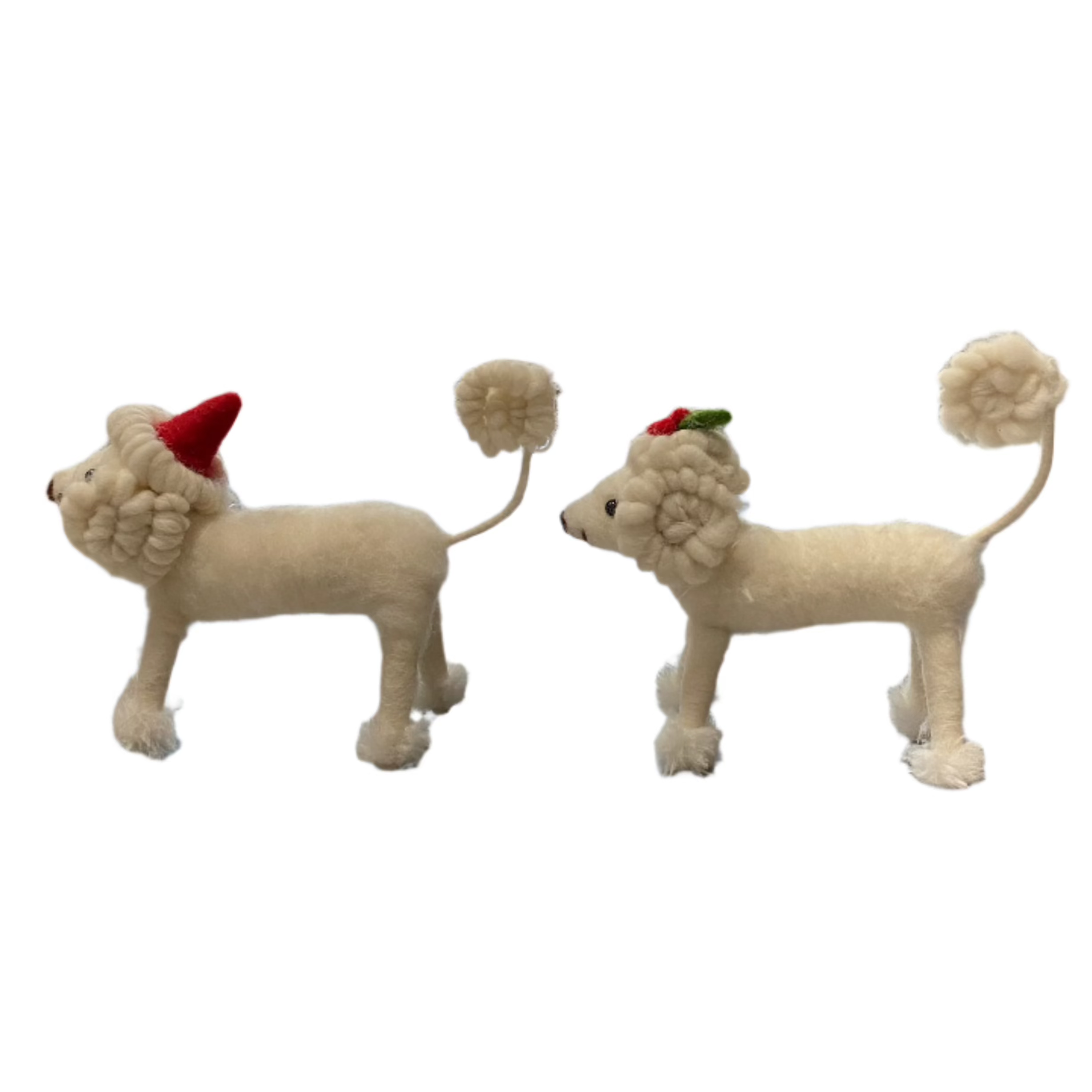 Christmas Pups - 5" White Wool Dogs - 2 Styles