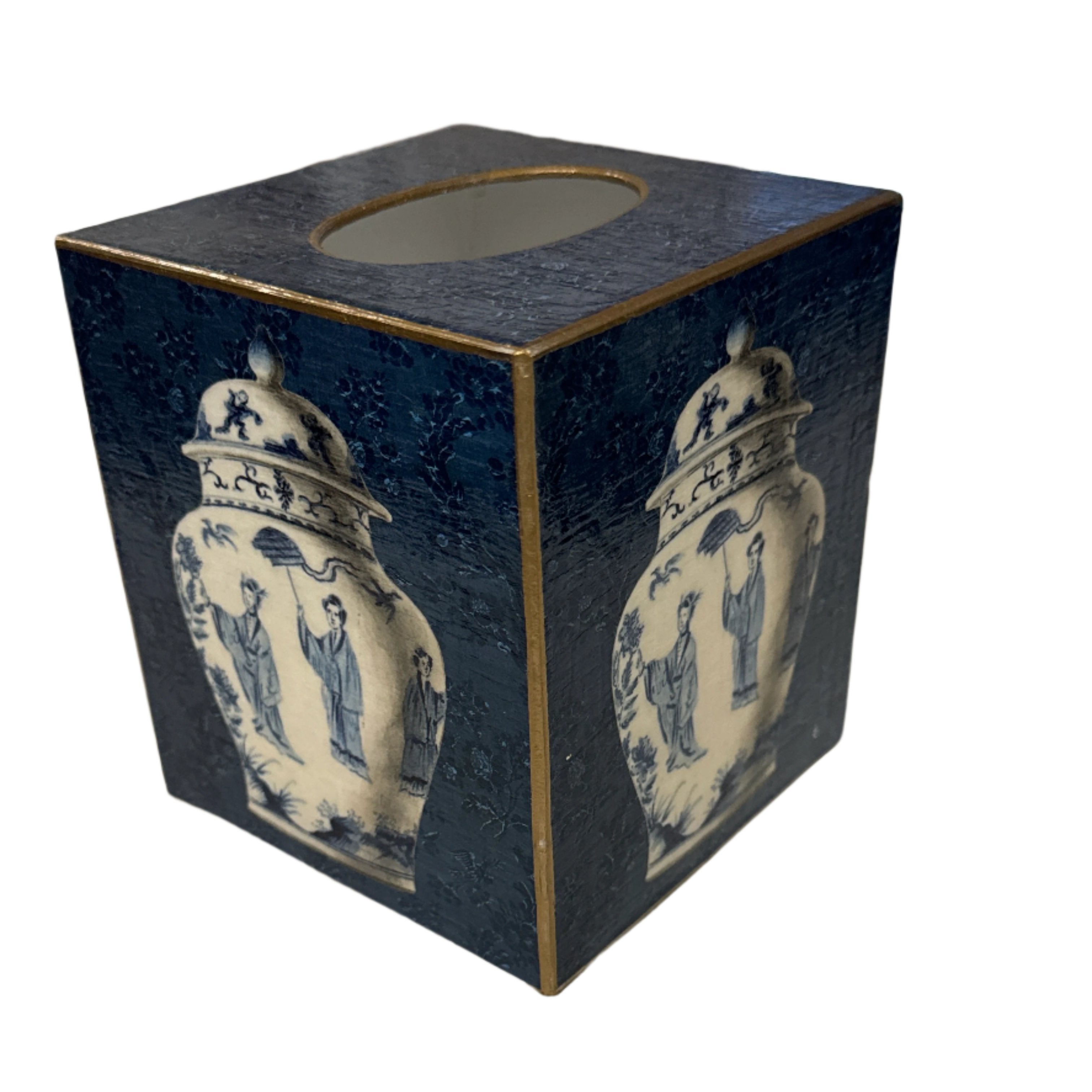 Ginger Jar on Blue Tissue Box Cover